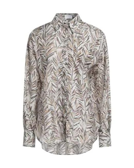 Brunello Cucinelli Gray Floral Shirts Blouses