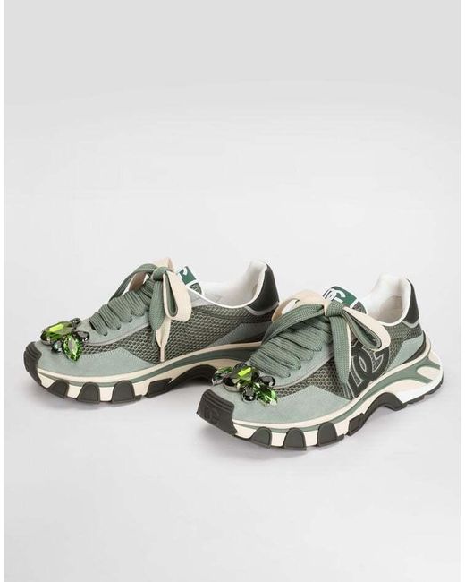 Dolce & Gabbana Green Dg Country Road Textile Sneakers