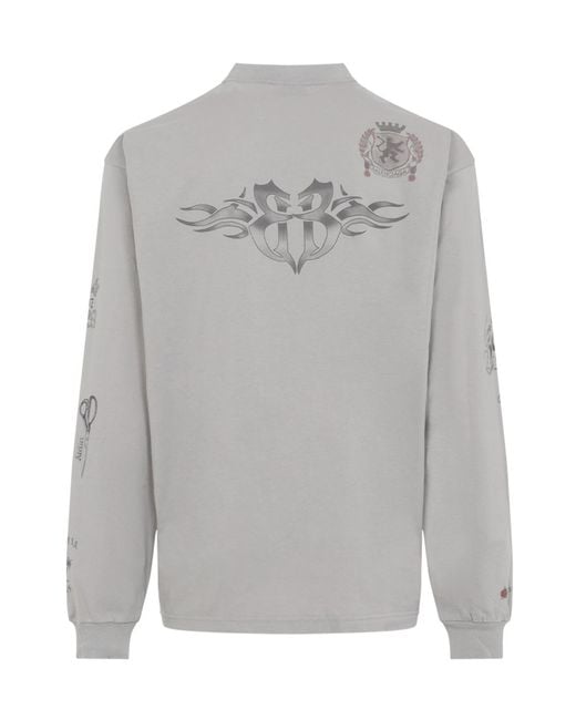 Balenciaga Gray Rose Printed Crewneck Sweatshirt for men