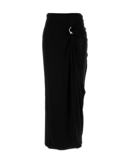 Jean Paul Gaultier Black Ring-Detail Draped Midi Skirt