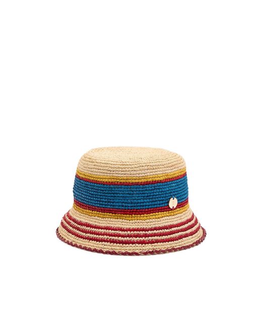 Rabanne Blue Striped Raffia Bucket Hat