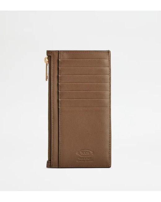 Tod's Brown Logo Plaque Wallet