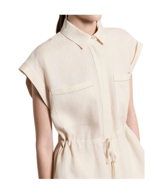 Peserico Natural Drawstring Waist Sleeveless Top