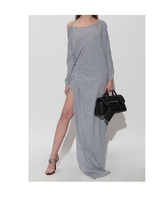 DSquared² Gray Open-Back Maxi Dress