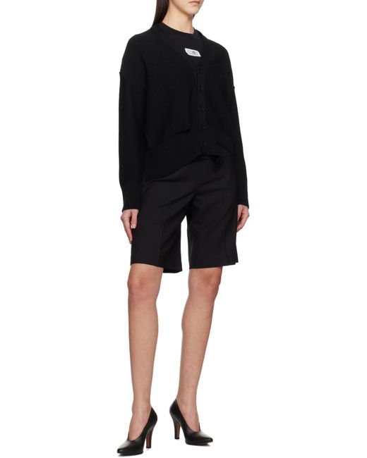 MM6 by Maison Margiela Black V-Neck Cut-Out Detailed Cardigan