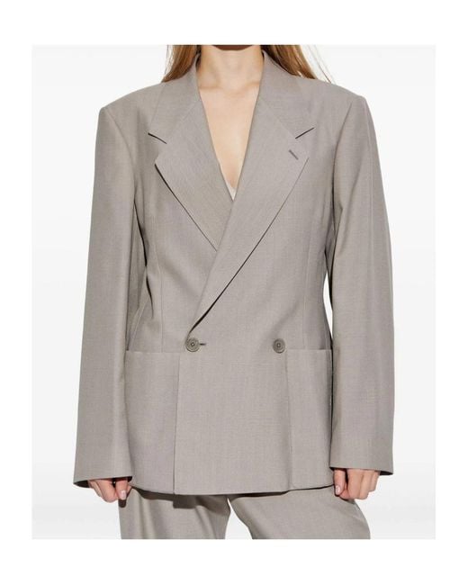 Lemaire Gray Double-Breasted Tailored Jacket