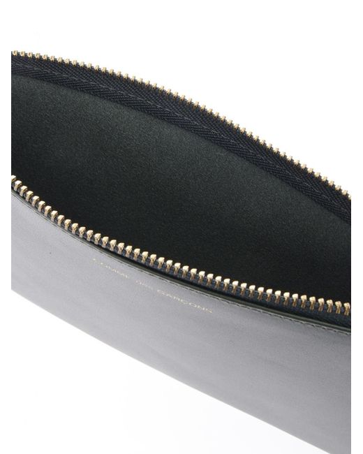 Comme des Garçons Black Comme Des Garçons Wallet Logo Detailed Zip-Up Pouch