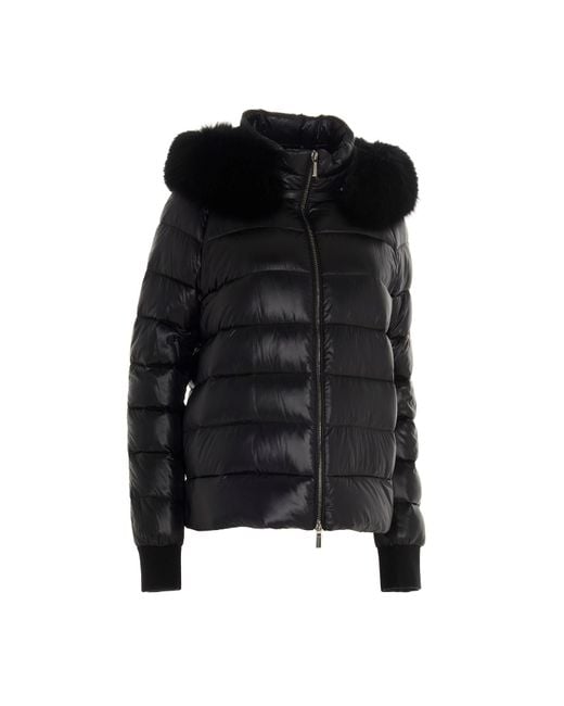 Moorer Black Detachable Shawl Coat