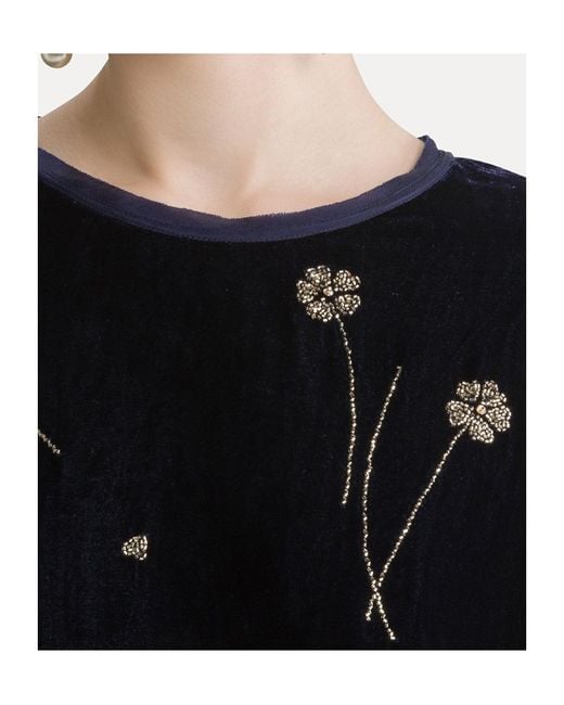 Forte_forte Blue Fleurs D'Orient Velvet Midi Dress