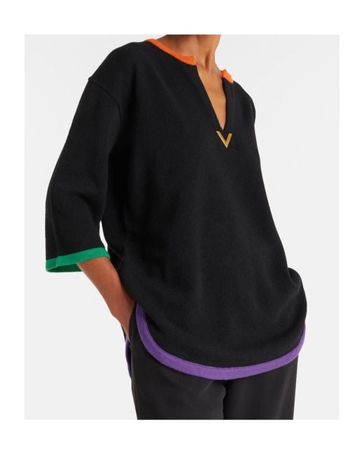 Valentino Black Vgold Virgin Wool Sweater