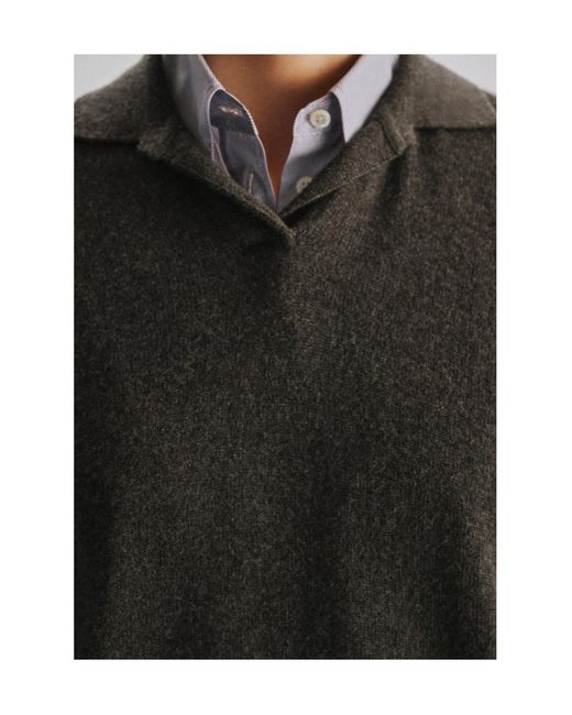 The Row Gray Oashi Polo-Collar Sweater