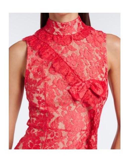 Alessandra Rich Bow-Detail Tiered Lace Cocktail Dress
