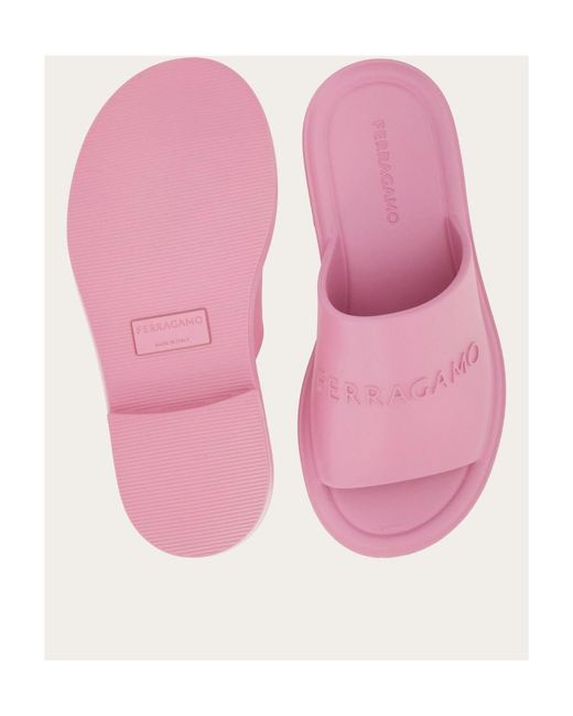 Ferragamo Pink Knurled Slippers