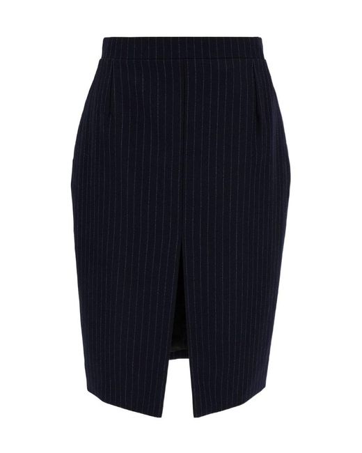 Saint Laurent Blue Striped Pencil Skirt