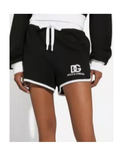 Dolce & Gabbana Black Dg Logo Embroidered Jersey Shorts