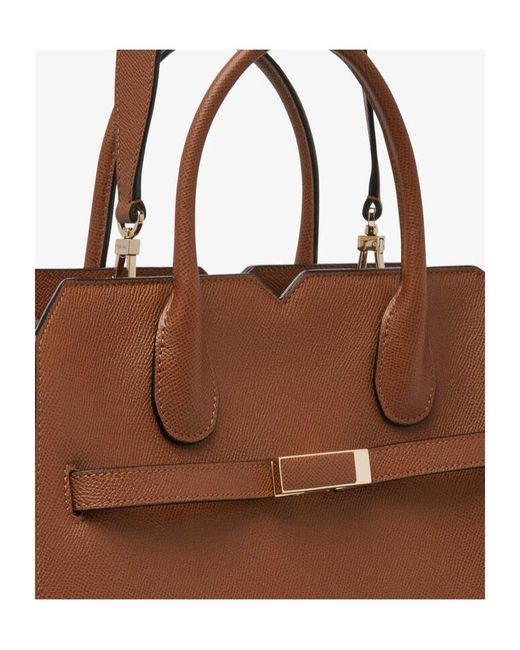 Valextra Brown Milano Medium Top Handle Bag