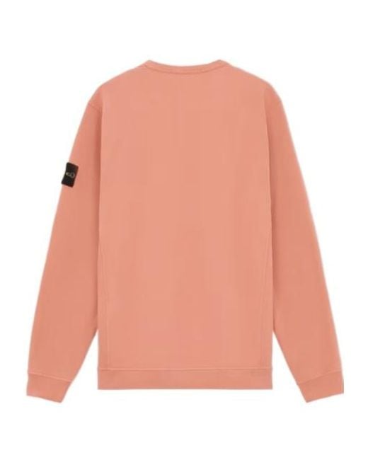 Stone Island Pink Compass-Patch Crewneck Sweatshirt for men