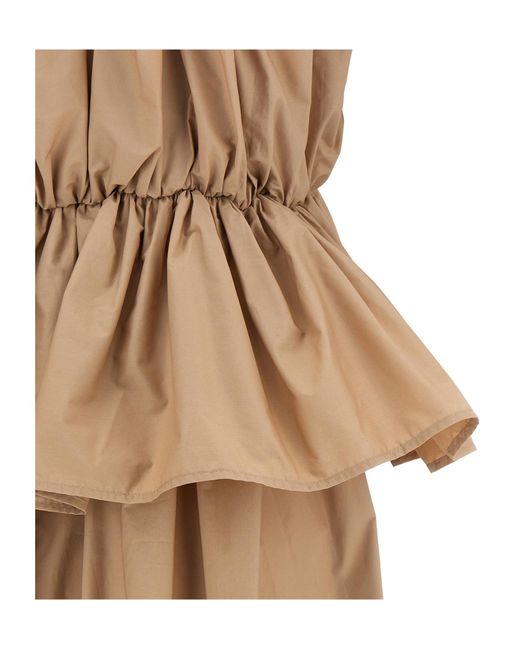 Twinset Natural Ruffled Poplin Maxi Dress