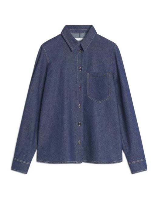 Maison Kitsuné Blue Maison Kitsuné Contrast-Stitch Denim Shirt