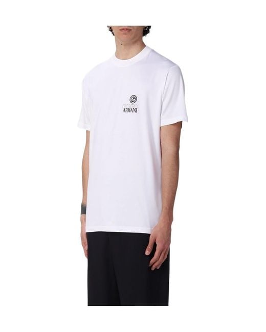 Giorgio Armani White Logo-Print T-Shirt for men