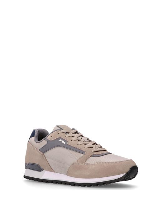 Boss Gray Panelled Sneakers for men