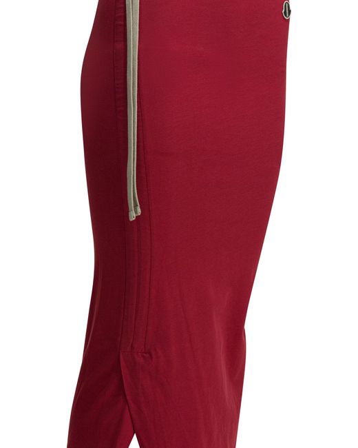 Rick Owens Red Moncler Appliquéd Cotton-Jersey Maxi Skirt