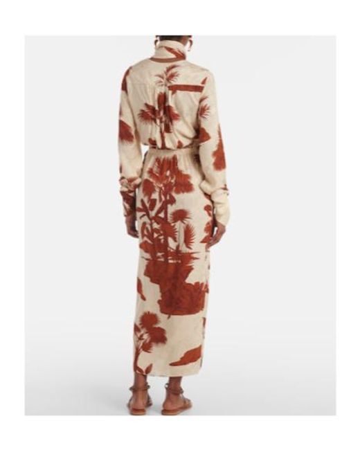 Johanna Ortiz White Unmooring Tie-Neck Printed Maxi Dress