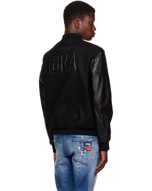DSquared² Black Ibra Varsity Jacket for men