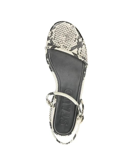 Staud White Laurel Printed Ankle Strap Sandals