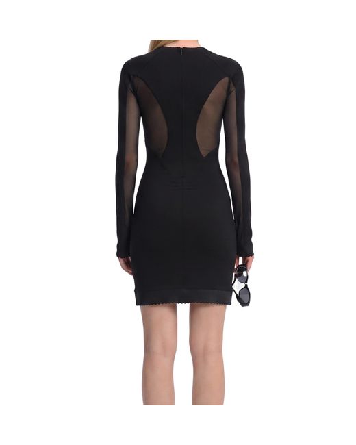 The Attico Black The Sheer Panel Mini Dress