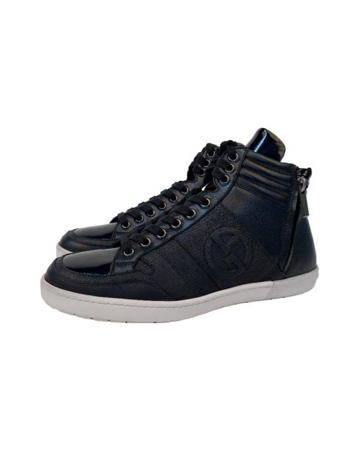 Giorgio Armani Black Strap-Up Casual Sneakers for men
