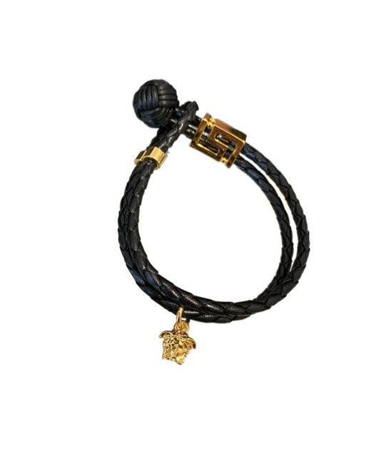 Versace Black Medusa Cord Bracelet for men