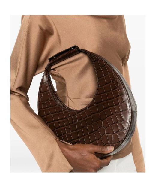 Staud Brown Moon Embossed Tote Bag