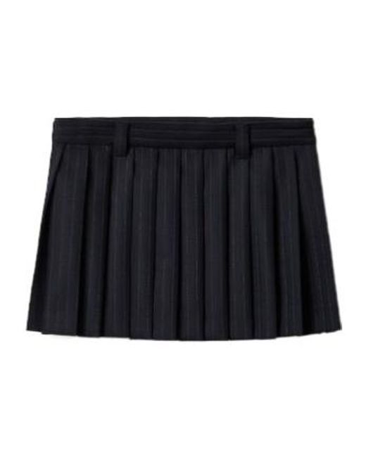 Miu Miu Black Logo-Appliqué Pleated Mini Skirt