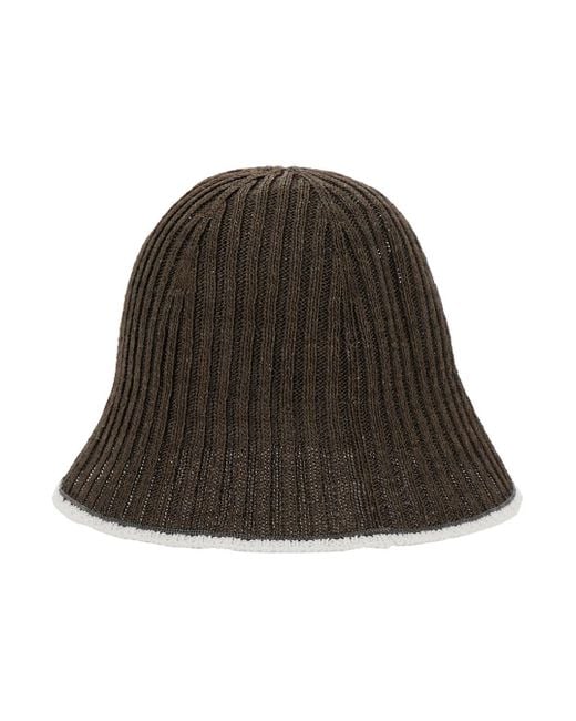 Brunello Cucinelli Green Ribbed Knit Hat