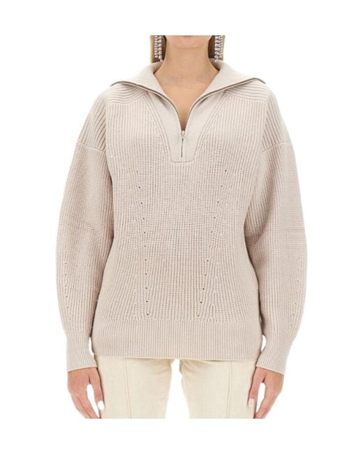 Isabel Marant White Isabel Marant Étoile Benny Half-Zipped Knitted Jumper