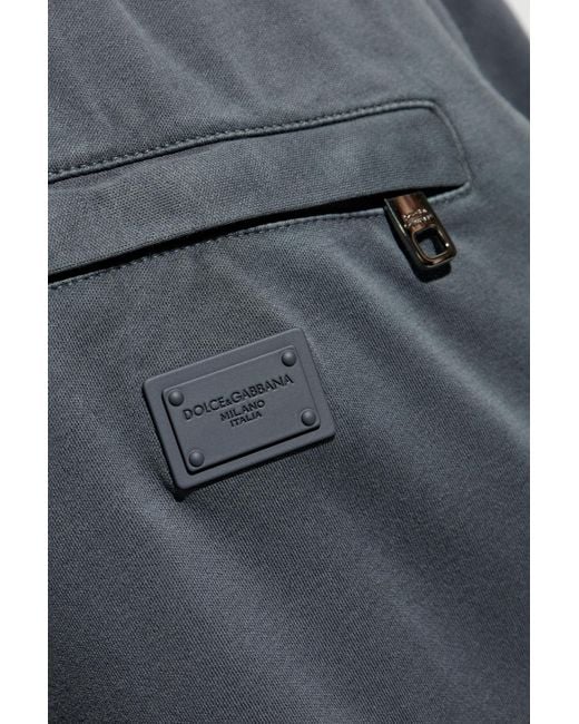 Dolce & Gabbana Blue Logo Plaque Drawstring Track Pants for men