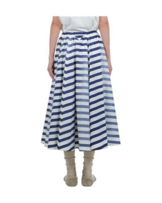 Prada Blue Striped A-Line Midi Skirt