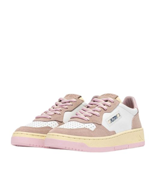 Autry Pink Medalist Low-Top Sneakers