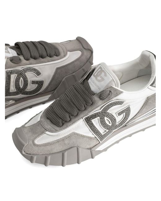 Dolce & Gabbana Gray Logo Chunky Low-Top Sneakers