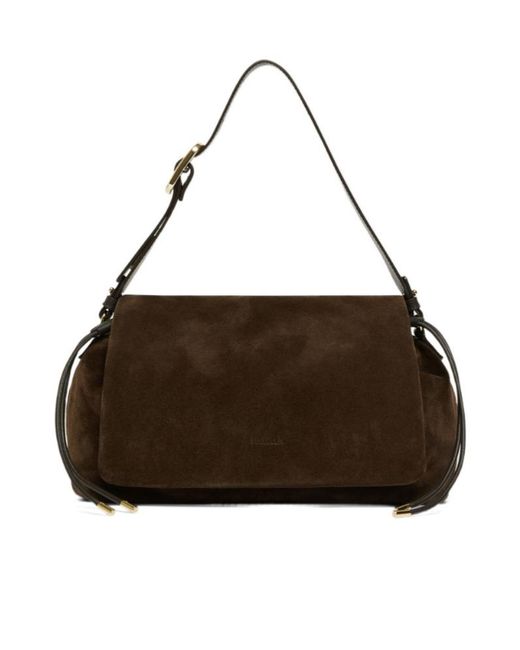 Marella Brown Suede Drawstring Bag