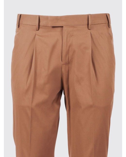 PT01 Brown Pleated Flap-Pocket Trousers for men