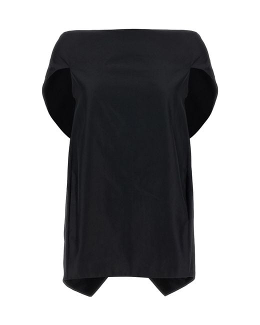 The Row Black Draped Wide-Neck Blouse