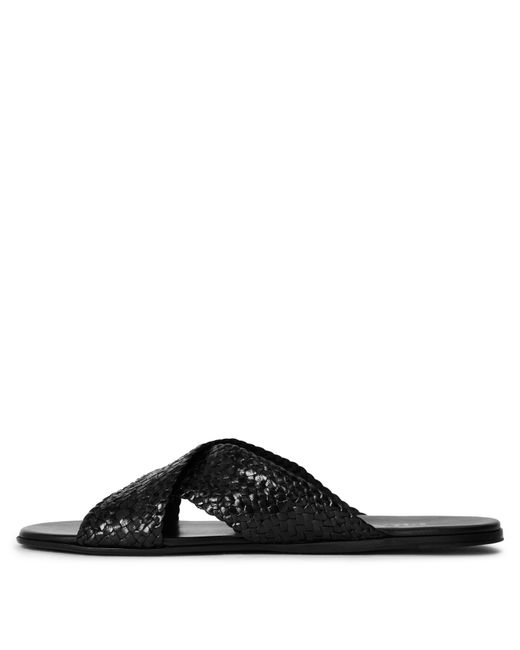 Prada Black Straw Woven Flat Sandals