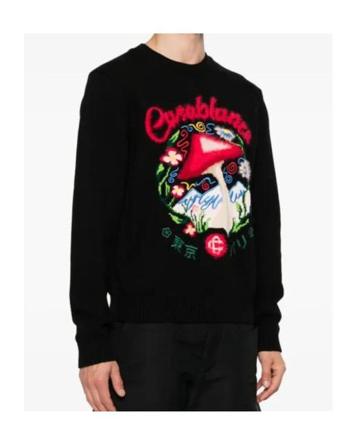Casablanca Black Round-Neck Knitwear for men