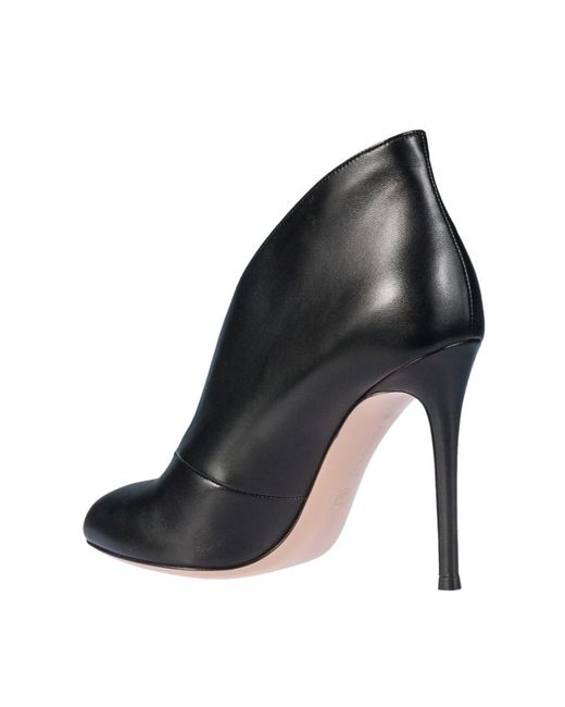 Gianvito Rossi Black Vamp Peep-Toe Stiletto Boots