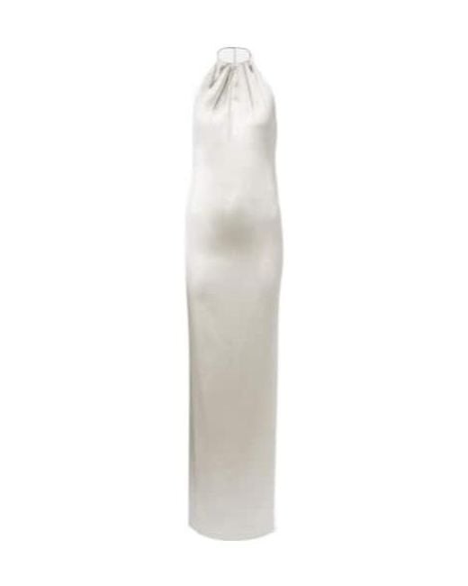 Ralph Lauren White Corra Halterneck Satin Gown