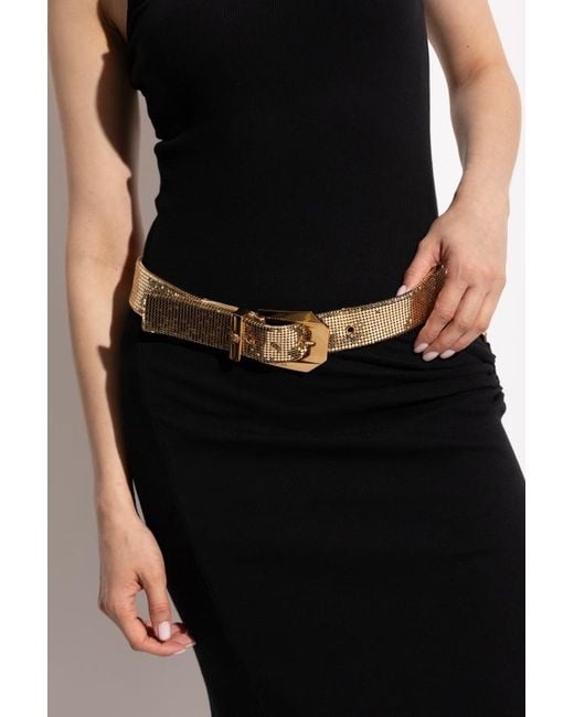 Versace Metallic Logo-Engraved Buckle Belt