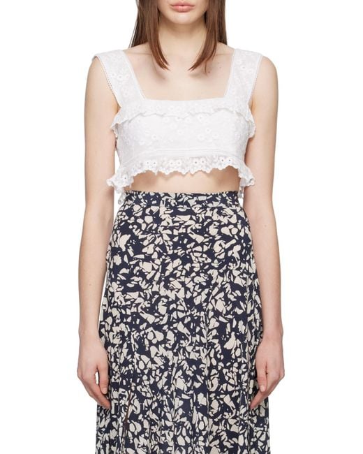 Isabel Marant White Mecelia Broderie Anglais Cropped Top