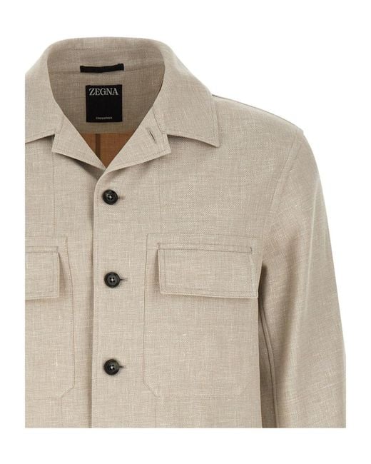 Zegna Natural Long-Sleeved Casual Jacket for men